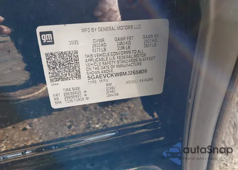 2021 Buick Enclave Awd Avenir from USA, damaged, VIN 5GAEVCKW8MJ265809